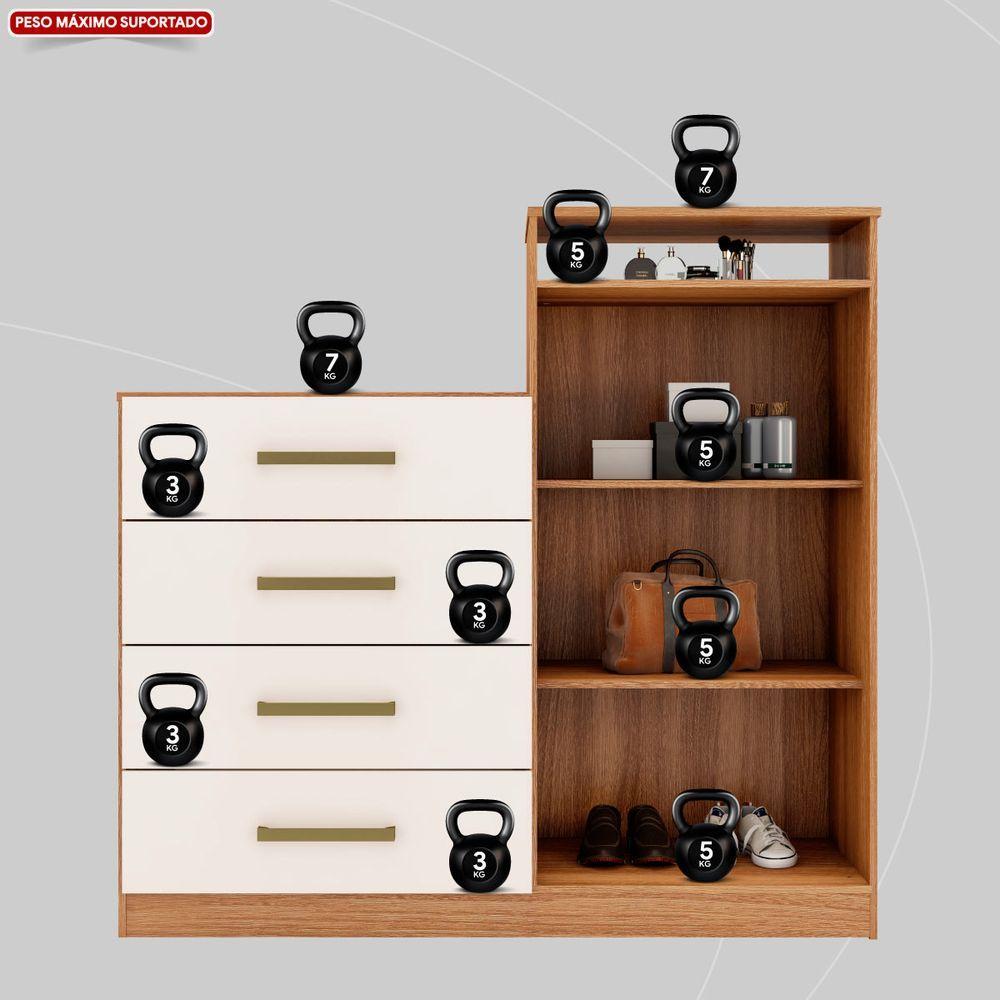 Miniatura Cômoda 2 Portas E 4 Gavetas áurea Com Pés Amendola/off White - Demóbile