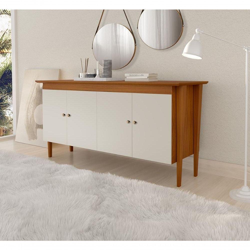 Miniatura Aparador Buffet 04 Portas Moretta Carvalho E Off White Luapa