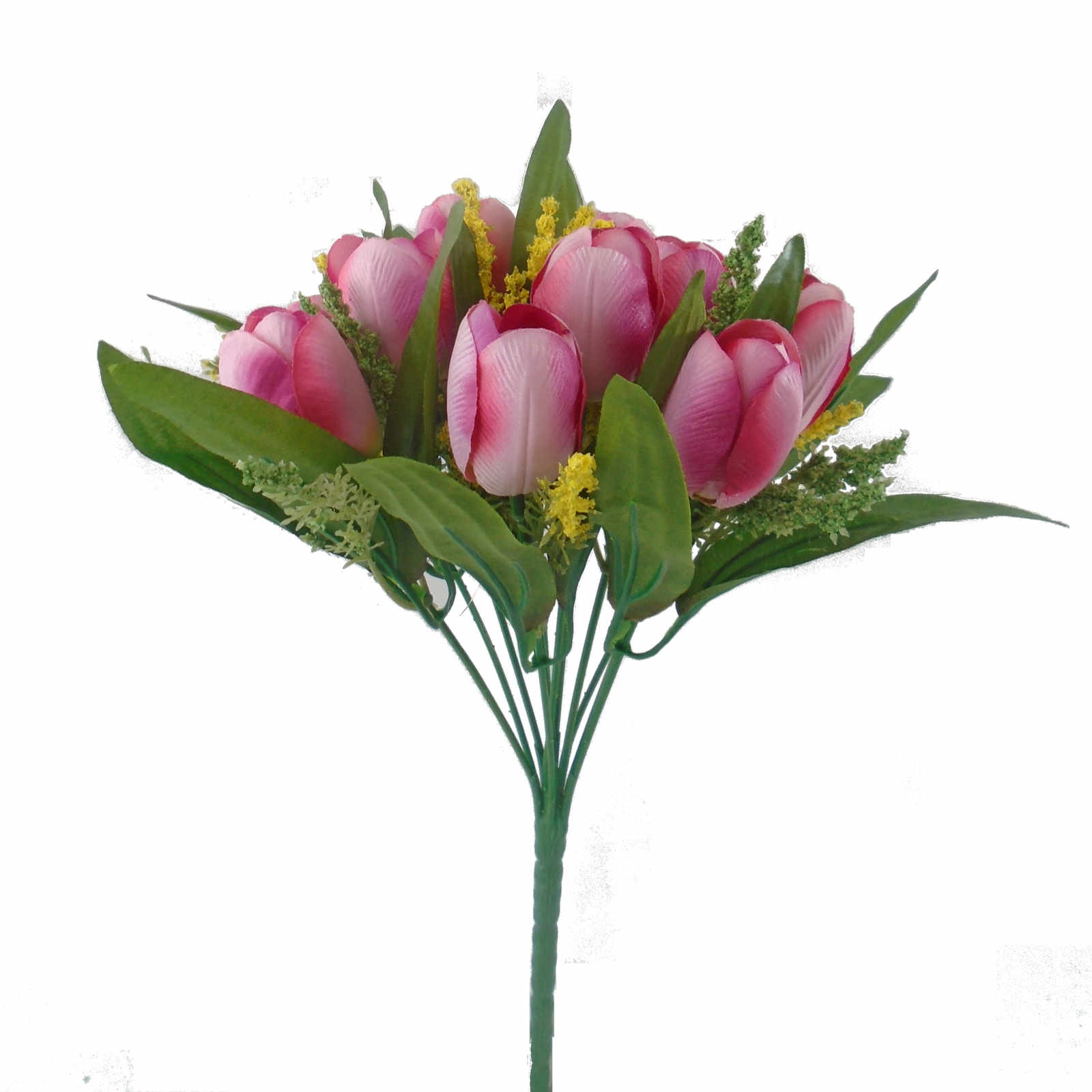 Miniatura Kit Flores Artificiais 3 Buques de Tulipas Rosa