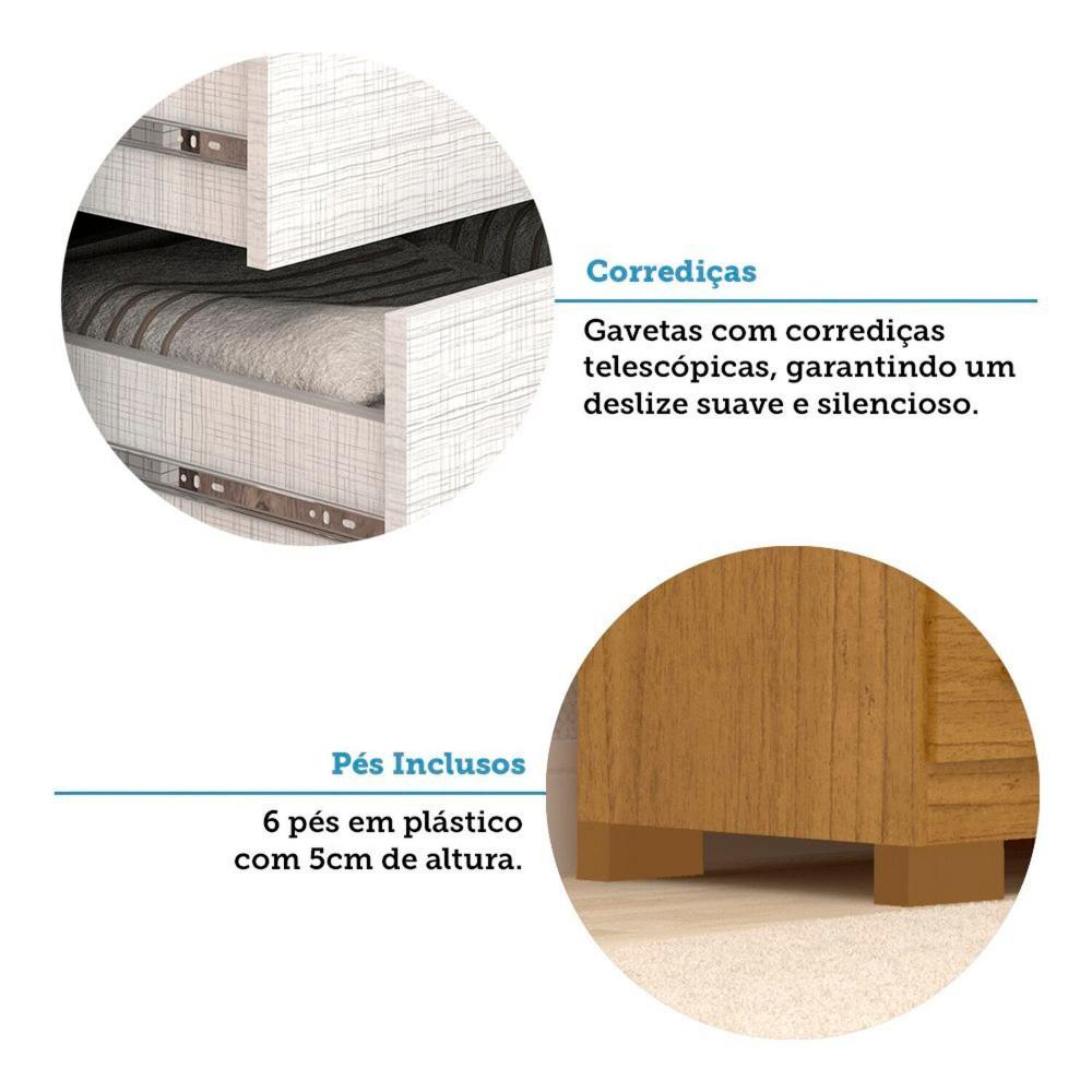 Guarda-roupa Solteiro 110,20cm 2 Portas 4 Gavetas com Espelho 100% Mdf Cinamomo