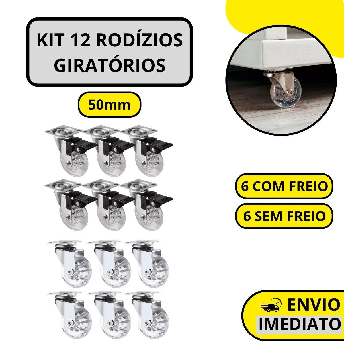 Miniatura Kit 12 Rodízio Giratório Em Gel Rodinha Silicone Móveis 50Mm