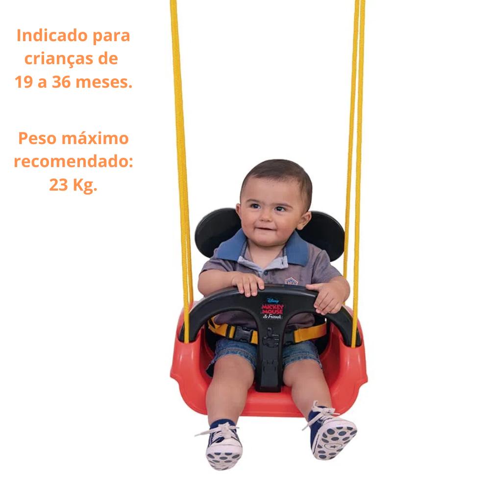Miniatura Balanço Infantil Mickey 3 em 1 Disney Encosto Regulável