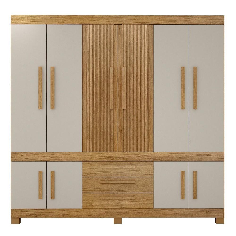 Guarda-roupa Casal 10 Portas 100% Mdf Lucca Cinamomo/Off White
