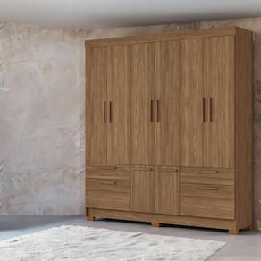 Miniatura Guarda-Roupa Casal Santos Andirá Curitiba com 8 Portas, 4 Gavetas e 5 Prateleiras – 194,4cm de largura Jatoba