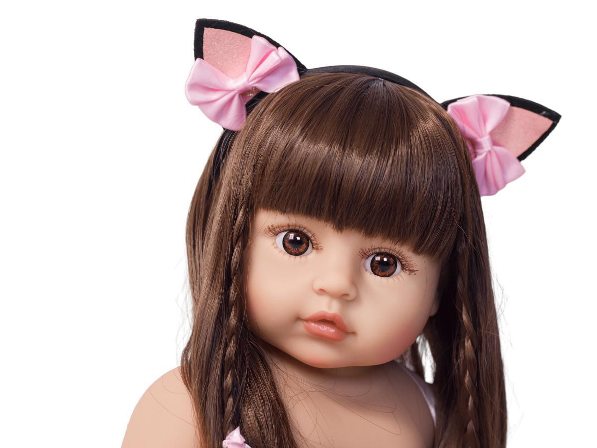 Boneca Bebê Reborn Menina Realista 100% Silicone 55Cm