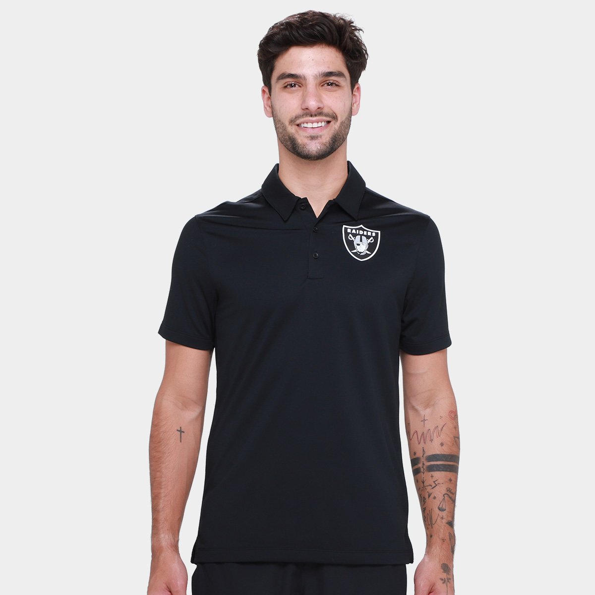 Miniatura Camisa Polo Nike Las Vegas Raiders Drop 2 Team Logo Franchise Masculina Preto - EGG