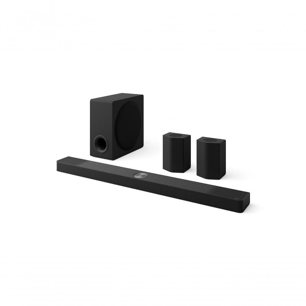 Miniatura Home Theater Soundbar LG S95TR 810W RMS Dolby Atmos 9.1.5 Canais Caixas de Som Traseiras AI Room Calibration Pro DTS:X AI Sound Pro Wow Syner