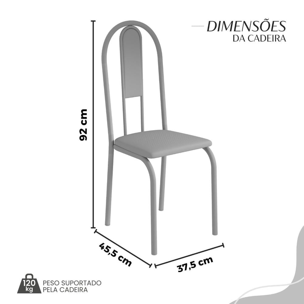 Miniatura Conjunto Sala de Jantar Mesa Retangular 140x75cm Tampo Granito Topázio 6 Cadeiras Linda Yescasa Creme/Prata