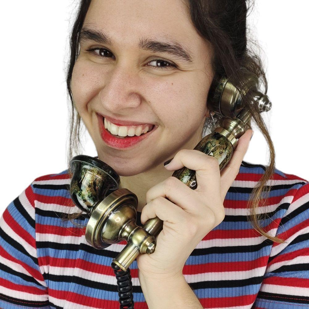 Miniatura Gancho Monofone Telefone Fixo Retro Ligaçao Rustico Recepçao