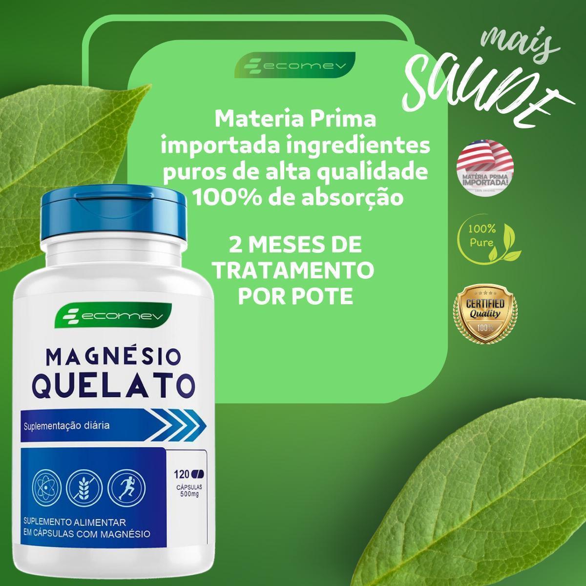 Miniatura Magnesio Quelato 500Mg Puro Maxima Absorção 120Cáps Ecomev