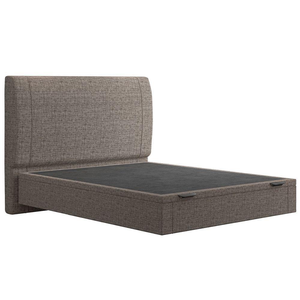 Miniatura Cama Casal Flutuante Baú Cabeceira 140cm Fly S05 Linho Marrom - Mpozenato