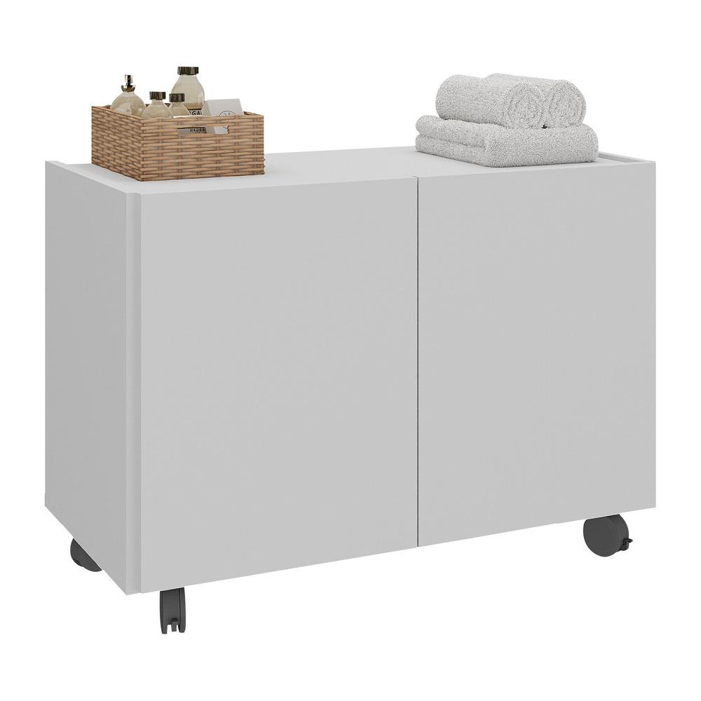 Miniatura Gabinete Armário de Banheiro 62,5cm com Rodízios 2 Portas Multimóveis MP5043 Branco