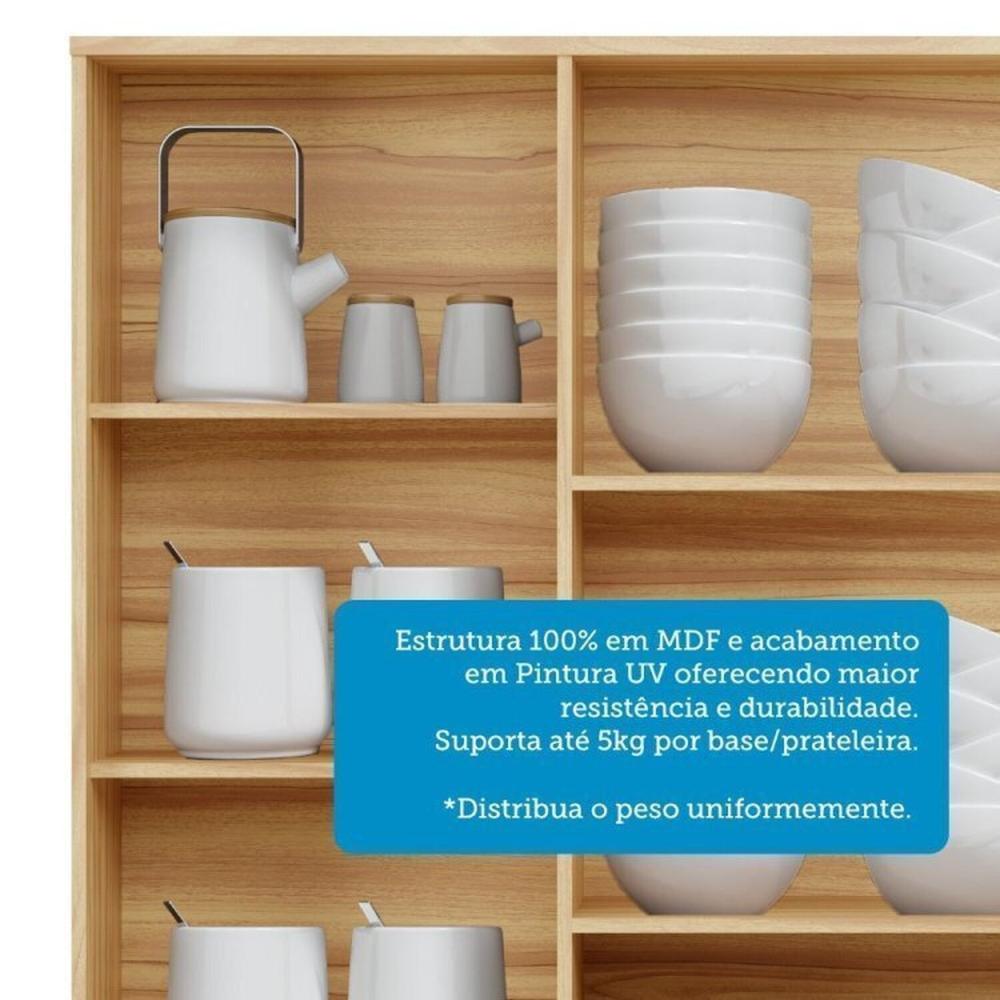 Miniatura Cozinha Compacta Modulada 3 Peças 8 Portas com Vidro Itália Espresso Móveis Amêndoa/Off White