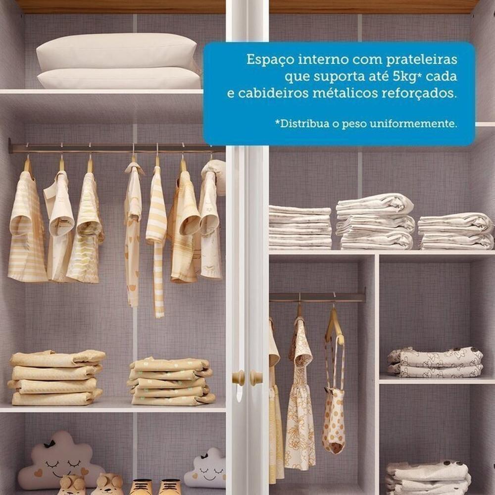 Quarto de Bebê com Guarda-Roupa Cômoda e Berço com Capitonê 100% MDF Maya Provençal Espresso Móveis Branco Brilho/Amêndoa/Branco