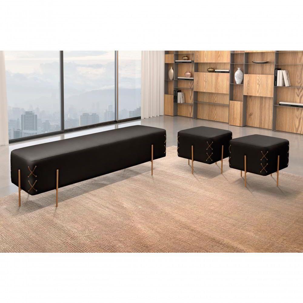 Miniatura Recamier Banco Eros Luxo Bronze Castellar Móbile Corino Preto Corino Preto