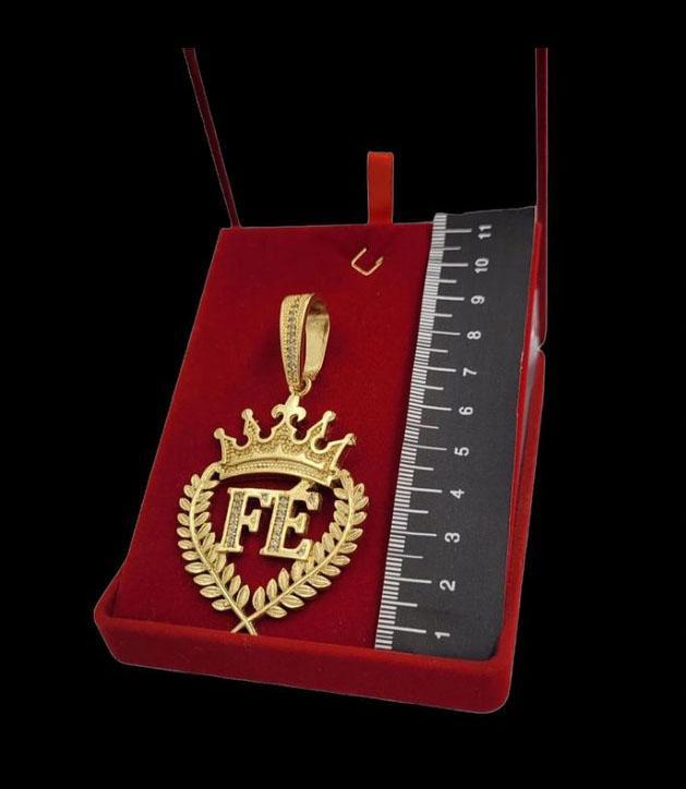 Miniatura Pingente Fé Trevo - Banhado A Ouro 18K