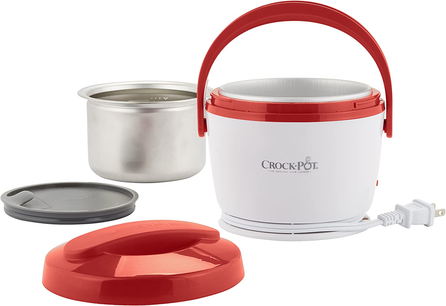 Miniatura CrockPot Marmita Elétrica Portátil 600 mL com Pote Removível 11 0V Vermelha
