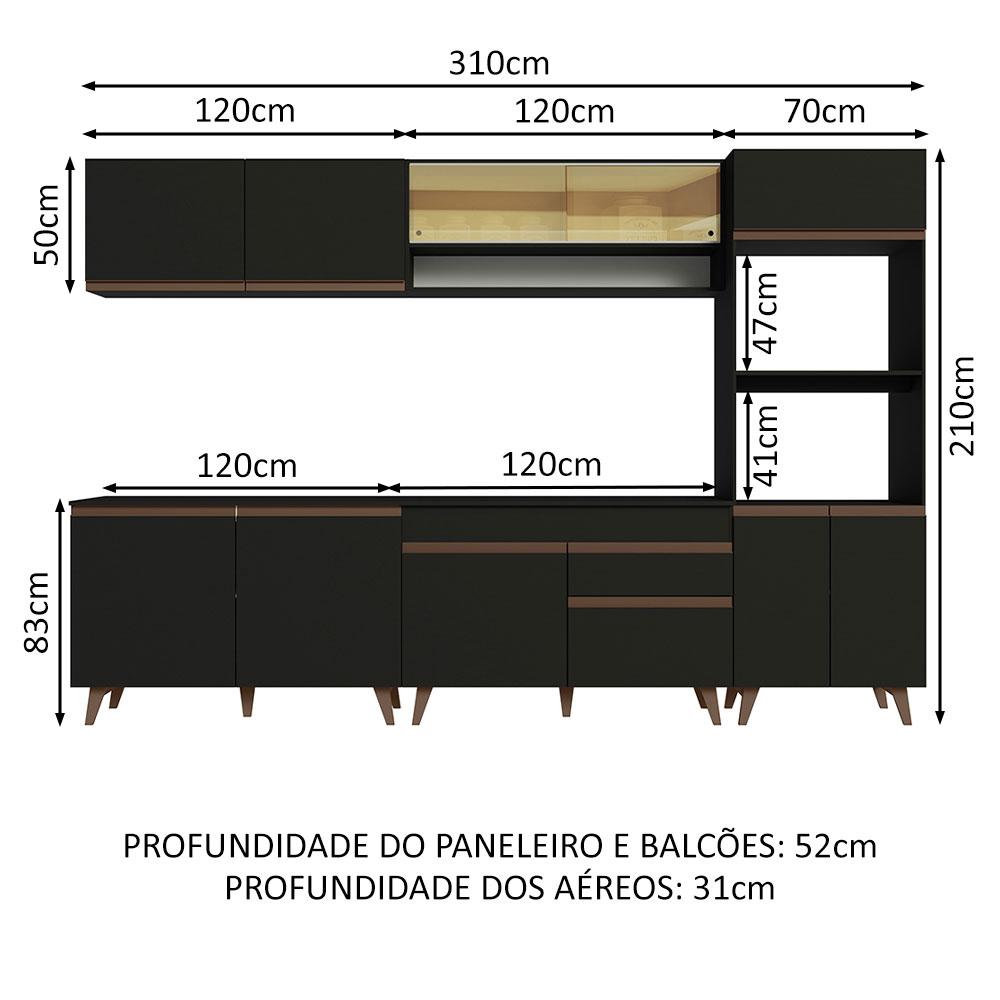 Miniatura Cozinha Completa Madesa Reims 310002 com Armário e Balcão - Preto Preto