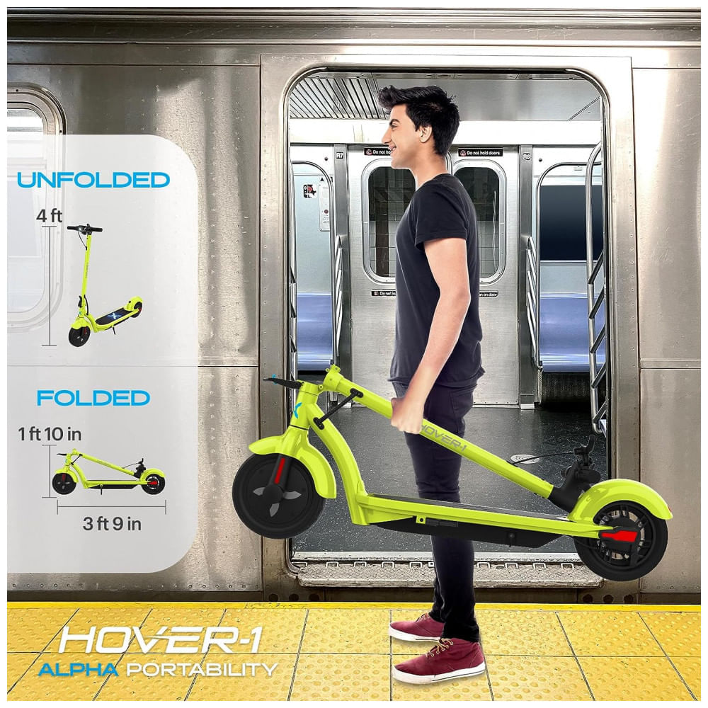 Miniatura Patinete Elétrico Scooter 28 kmh, para até 120 kg e Maiores de 13 Anos, HOVER 1 H1 ALPHA, Preto