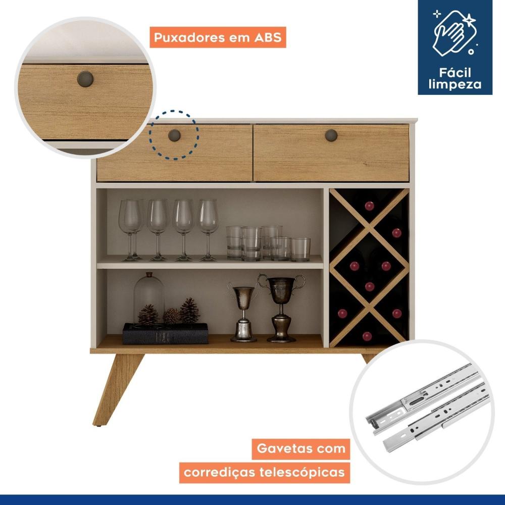 Miniatura Buffet Aparador 2 Gavetas Alice Valdemóveis Off White/Cinamomo