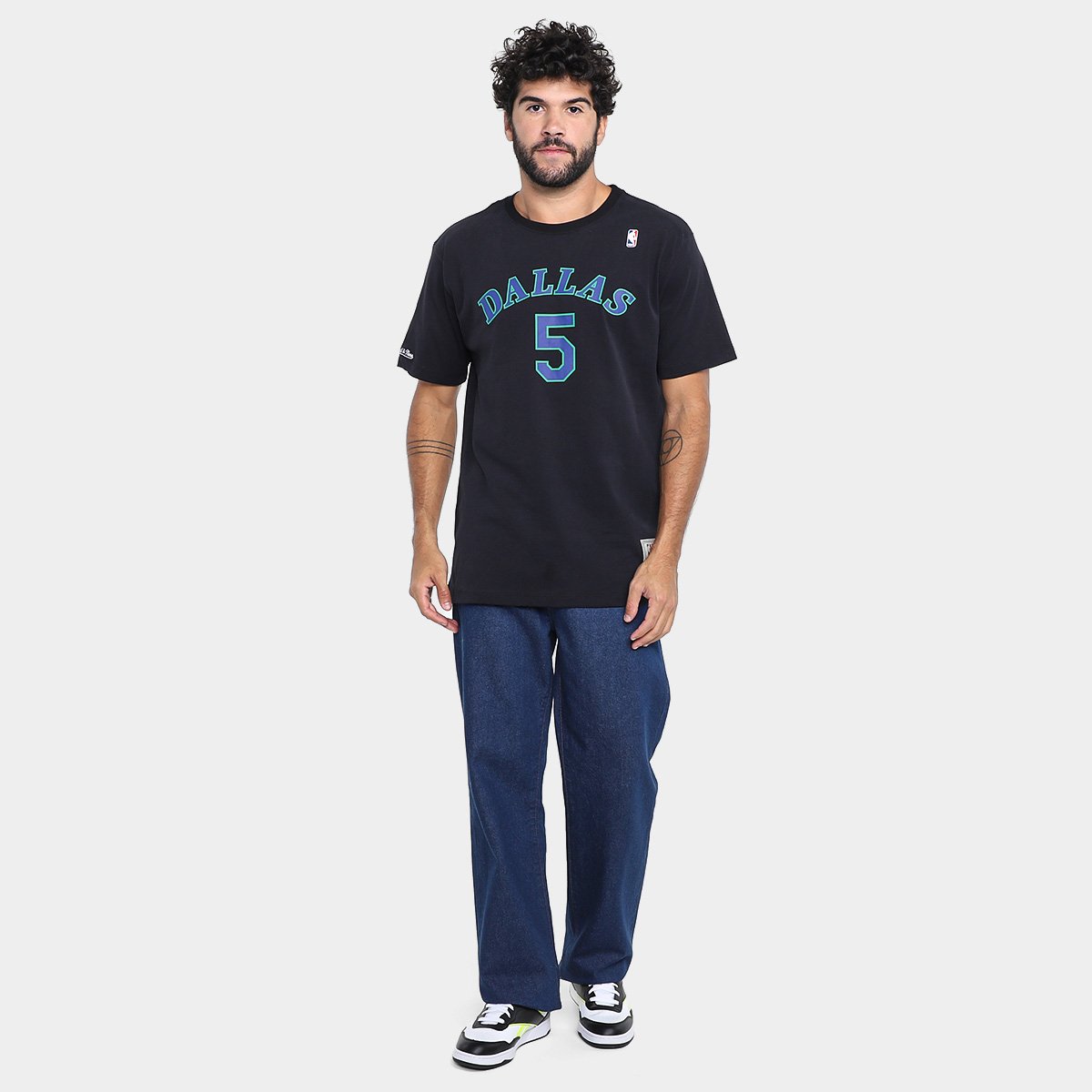 Miniatura Camisa Dallas Mavericks NBA Mitchell & Ness Kidd Masculina Preto - P