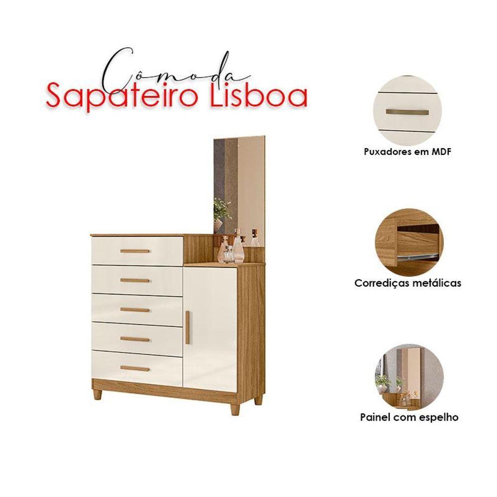 Miniatura Cômoda Sapateiro Lisboa Freijó Off White Com Espelho - Moval