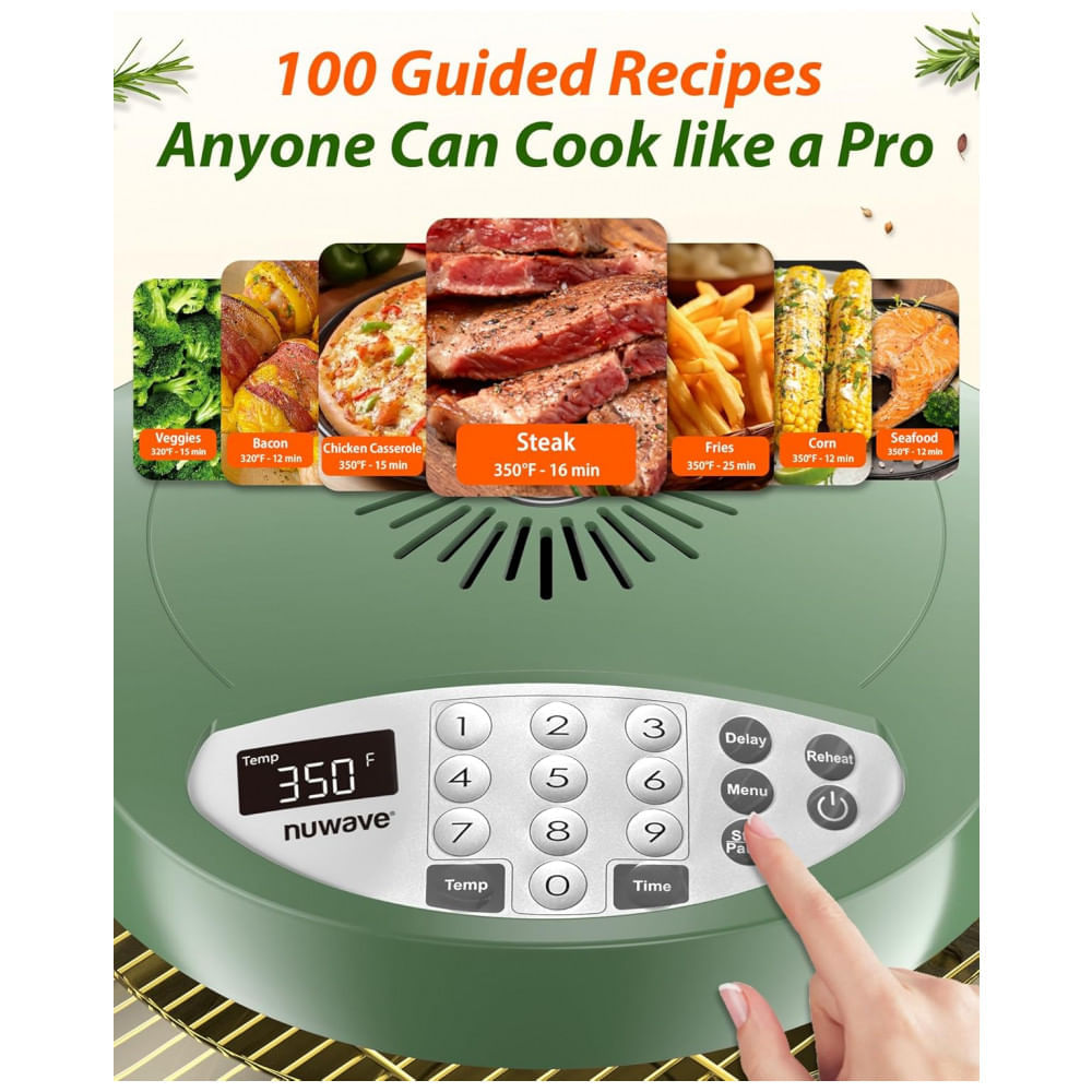 Miniatura Forno Nuwave Oven Pro Plus 2 Air Fryer Oliva Selvagem Convecção Infravermelho Sem Descongelar 4,5 kg 120V