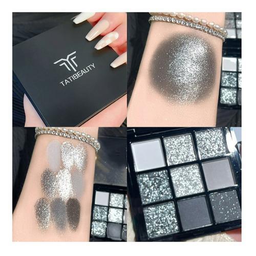 Miniatura Paleta Sombras 9 Tons Black Matte Brilho Maquiagem - Preto