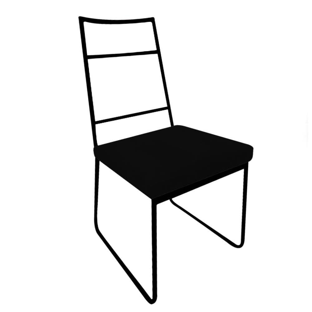 Miniatura Kit 03 Cadeiras Sala De Jantar Stark Ferro Preto Sintético Preto - Amey Decor