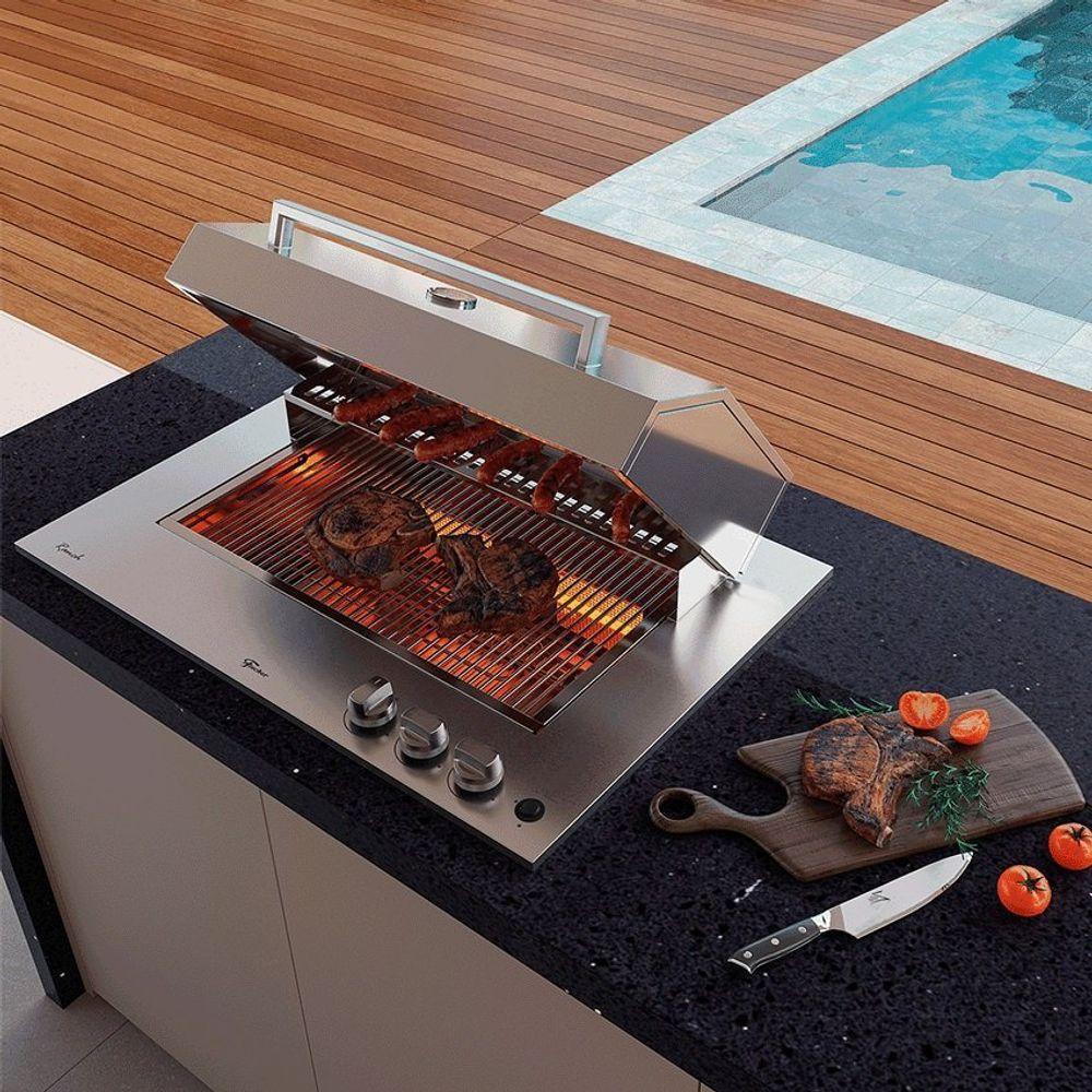 Churrasqueira A Gás Cooktop Fischer Ranch Com Tampa Bivolt 31200 - 83551 Bivolt