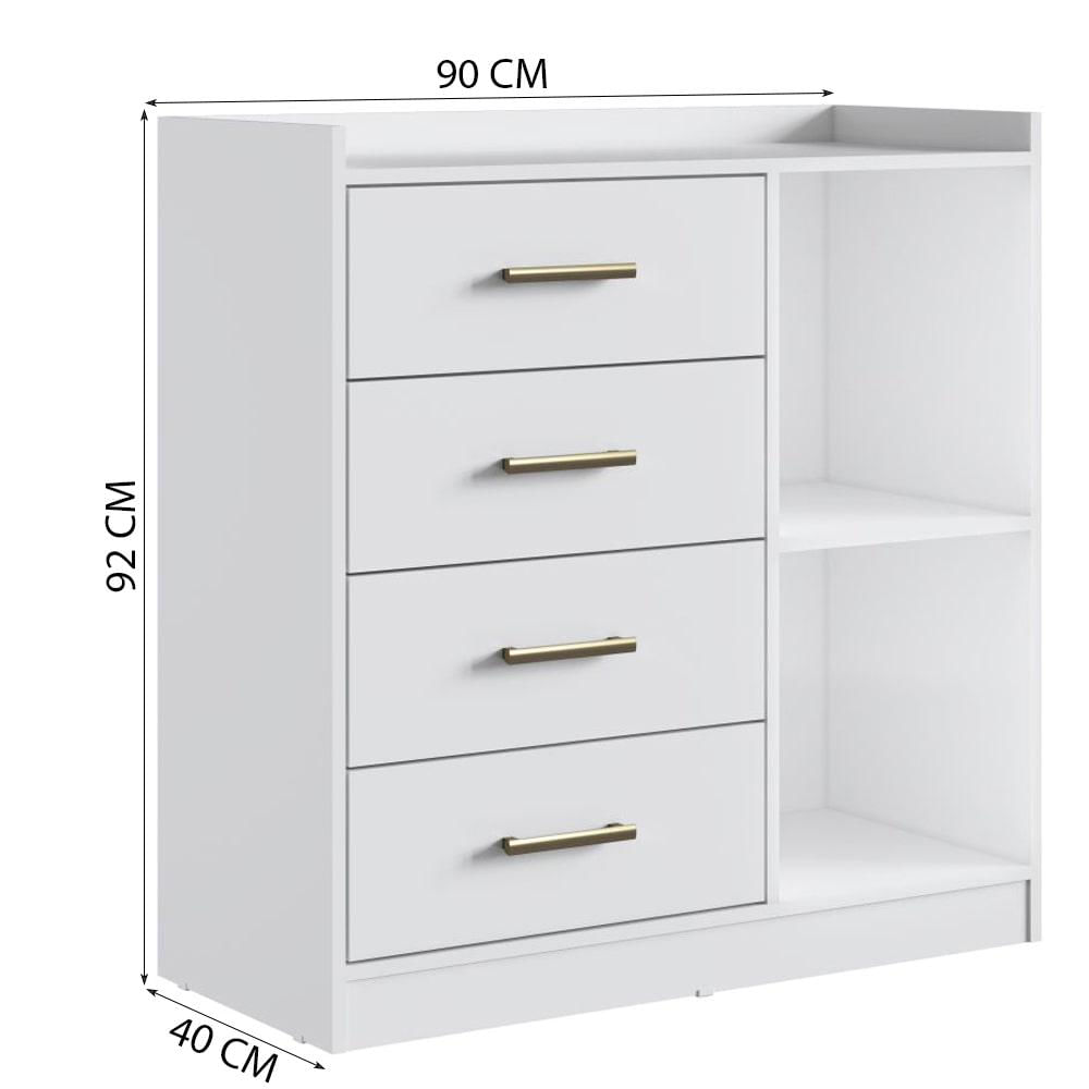 Miniatura Cômoda Édez Libra, 4 Gavetas, Branco