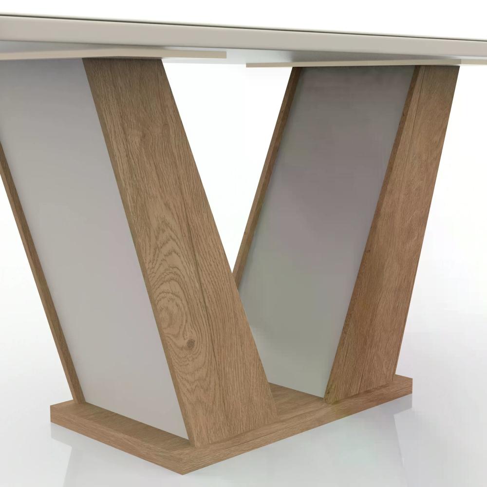 Conjunto Sala de Jantar 6 Lugares Mesa Noruega e Cadeira Montana Tecido A40 Móveis Meneghetti Inovata