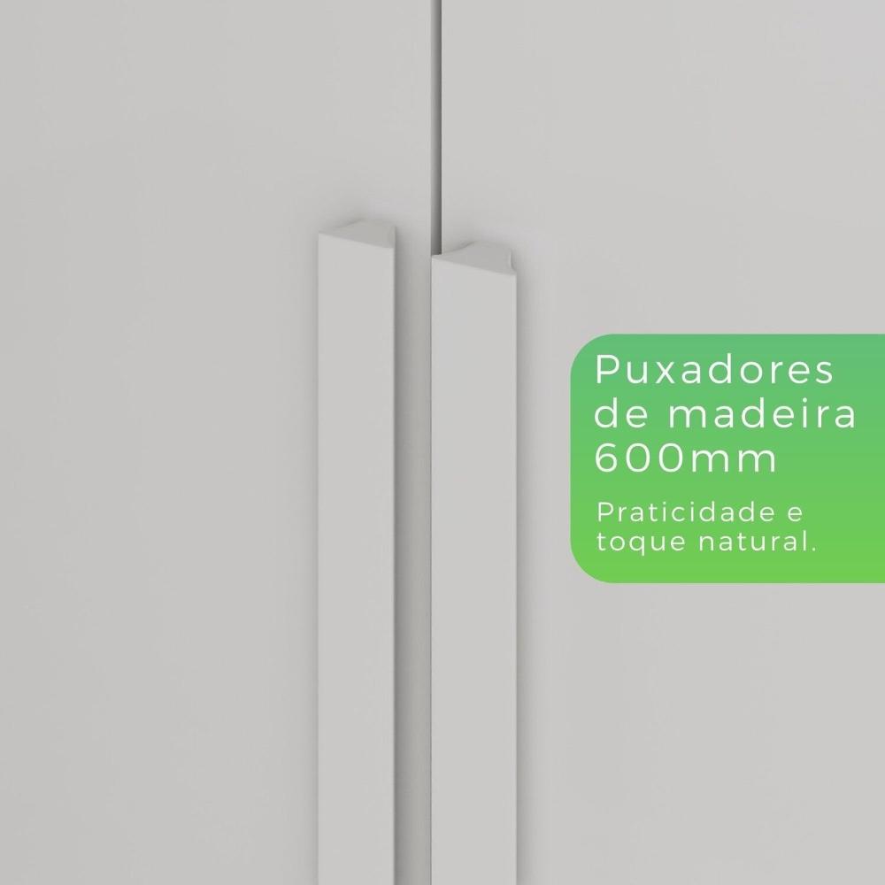 Guarda-Roupa Casal 6 Portas 4 Gavetas com Espelho 100% MDF Atlanta Branco Neve