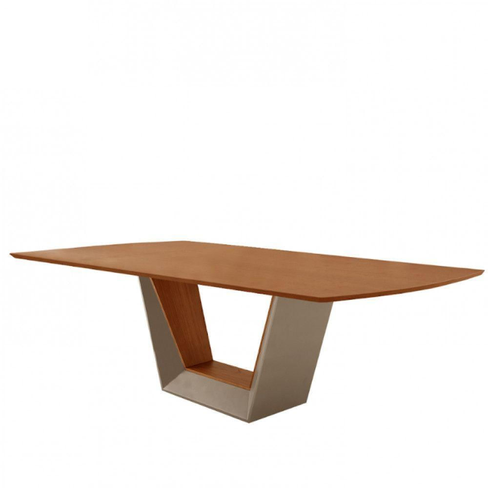 Miniatura Mesa Para Sala De Jantar Rubi 220cm Moderna Mobília Champanhe Com Off White-cinamomo Imbuia
