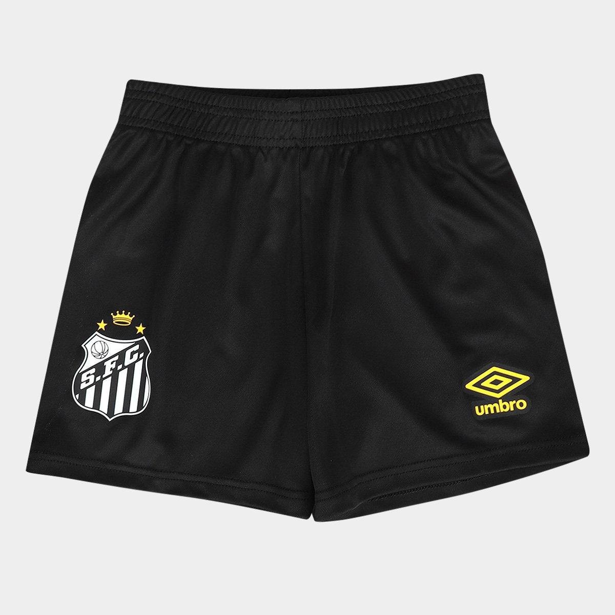 Miniatura Kit Camisa Infantil Santos II 25/26 S/N Torcedor Umbro Masculina Preto+Branco - 2A