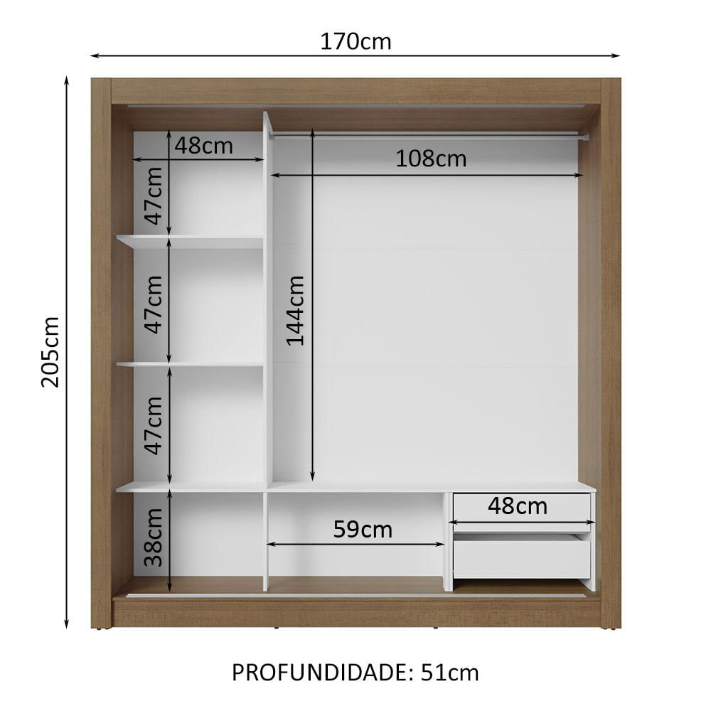 Miniatura Guarda-Roupa Casal 3 Portas de Correr Rustic/Preto Sublime Madesa Rustic/Preto