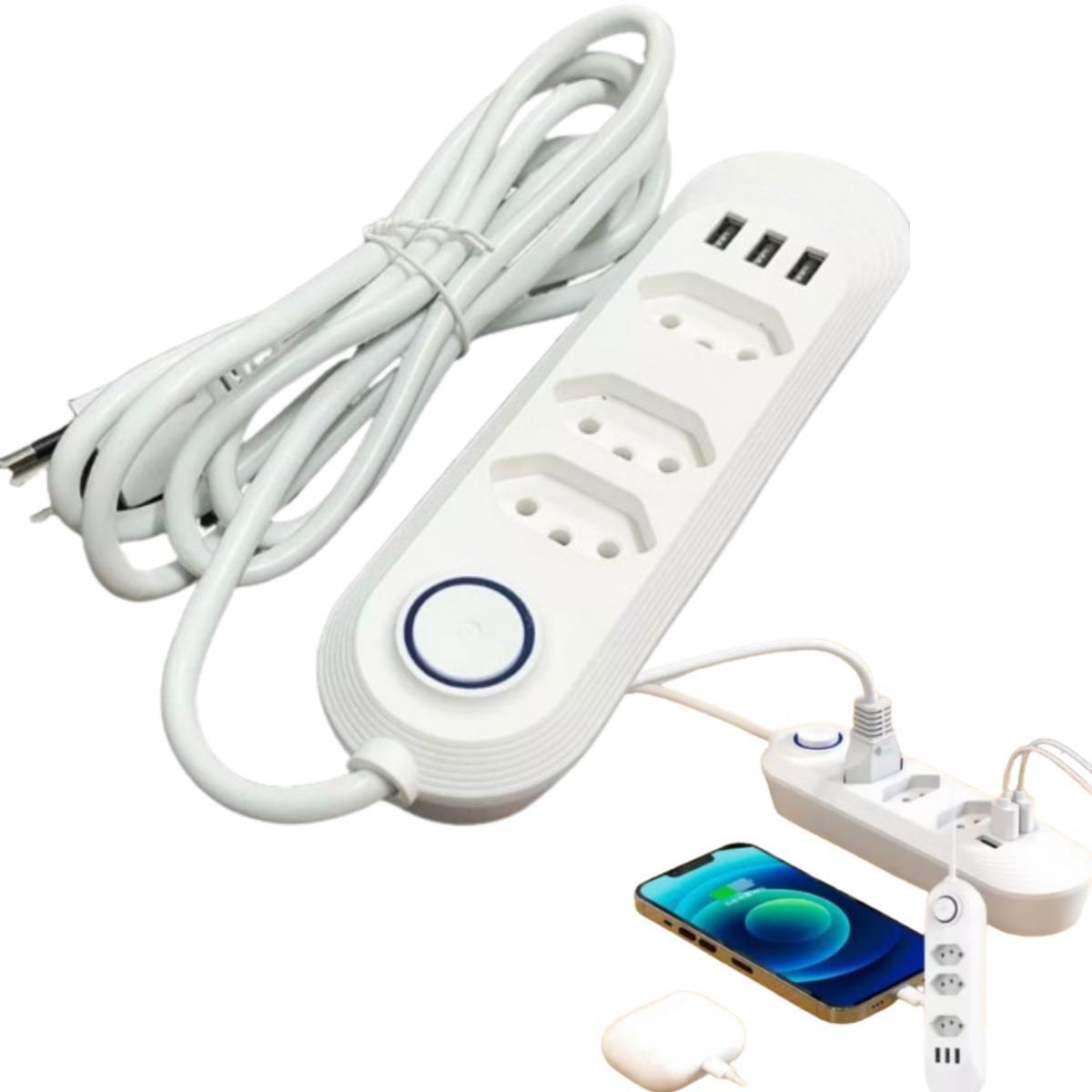 Miniatura Extensão Filtro Linha Ppremium 3 Tomadas 3 Usb Br Bivolt 2