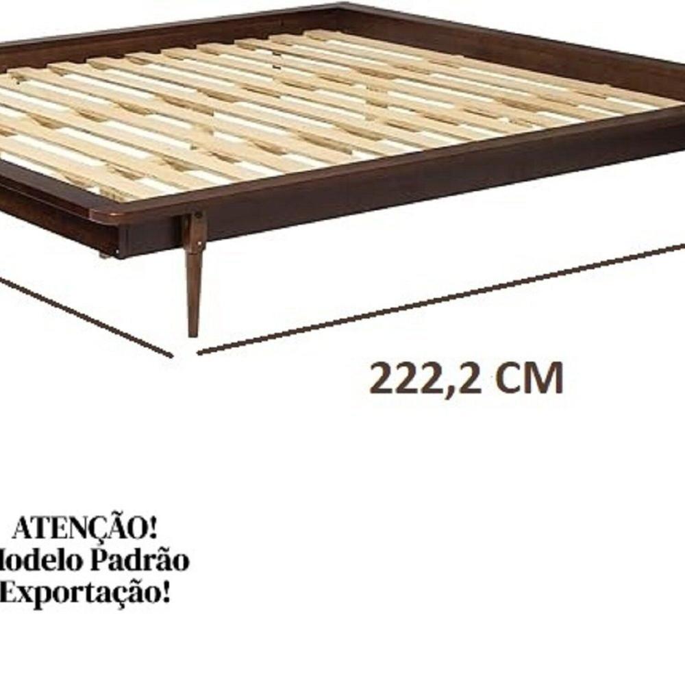 Miniatura Base para Cama King Lunna Madeira de Pinus Walnut