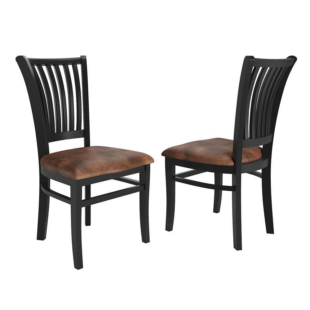 Miniatura Conjunto De 2 Cadeiras De Madeira Maciça Valência Preto