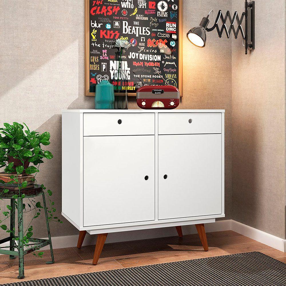 Miniatura Balcão Buffet 2 Gavetas E 2 Portas Retrô 90 Olivar - Cor: Branco