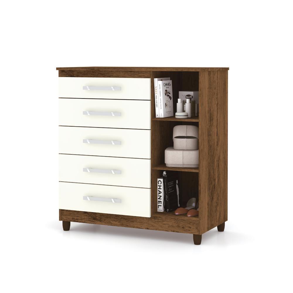 Miniatura Cômoda Com Sapateira Com Espelho Cronus Imbuia Rústico Champanhe