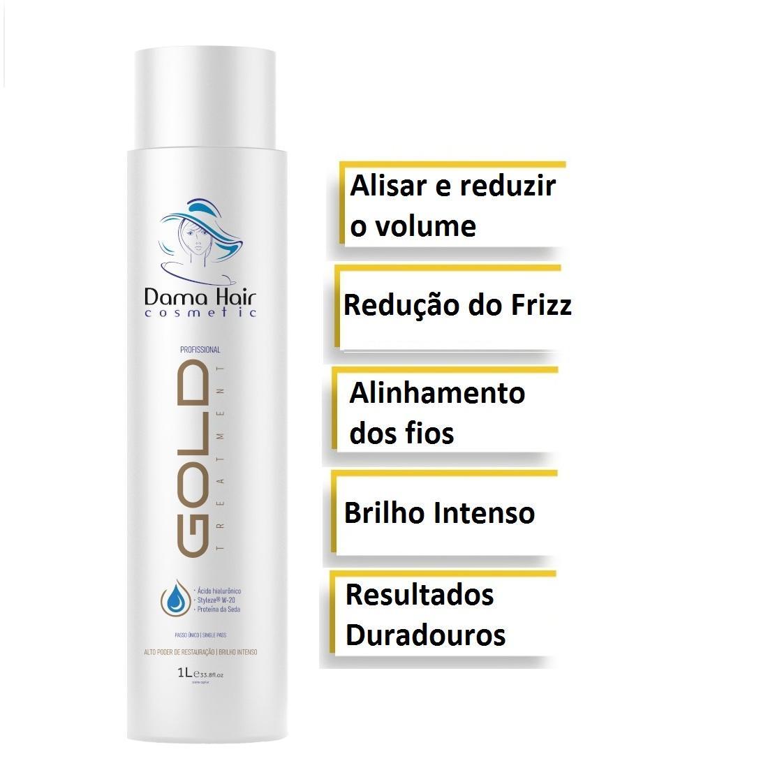 Miniatura Kit Selagem Térmica Capilar Gold 24K Da Dama Hair (4 Itens)