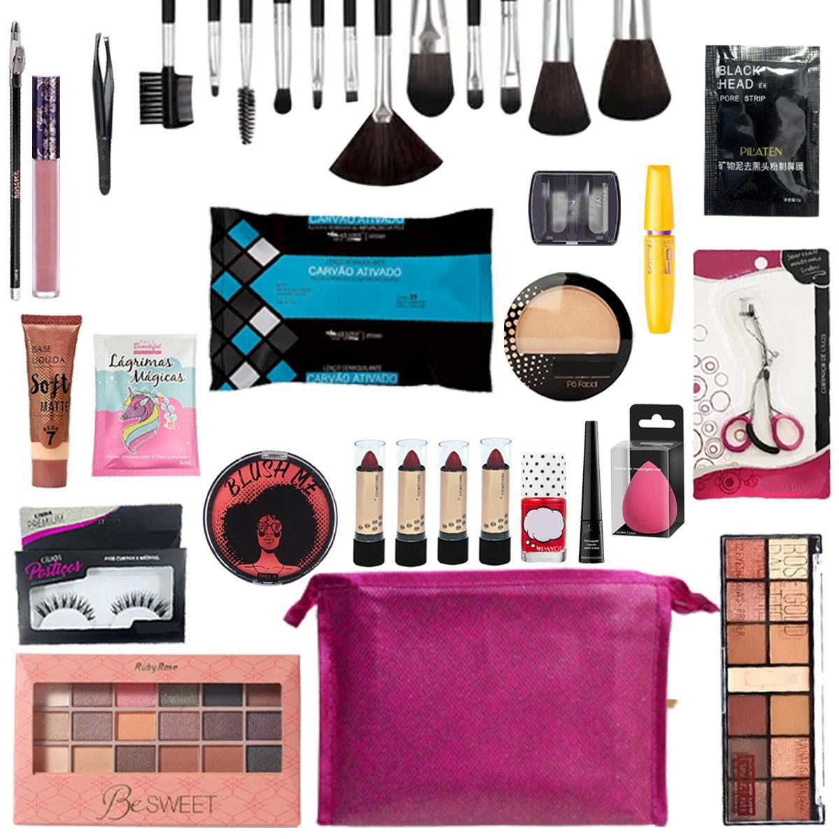 Miniatura Kit De Maquiagem Completo Profissional Bz02-1 - Pele Parda