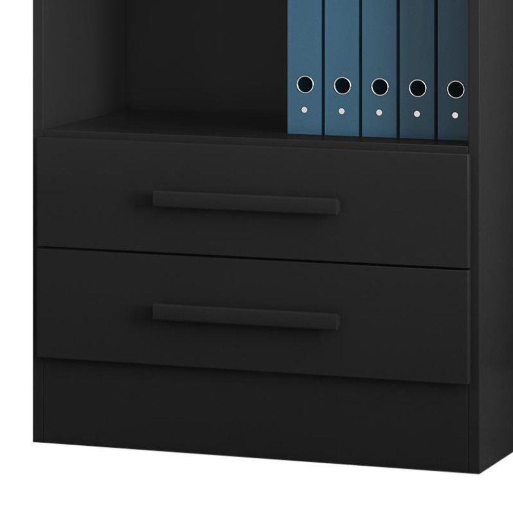 Miniatura Estante Livreiro Com 2 Gavetas 3420 Preto Fosco - Qmovi Preto Fosco