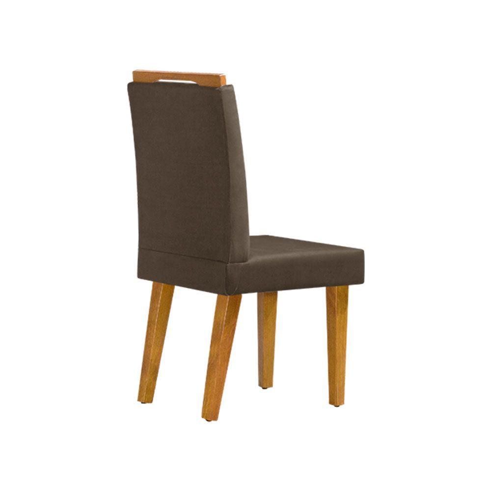 Miniatura Kit 4 Cadeiras De Jantar Desmontável Pés Em Madeira Maciça Diana 45cm X 100cm Suede Marrom - Cor: Marrom