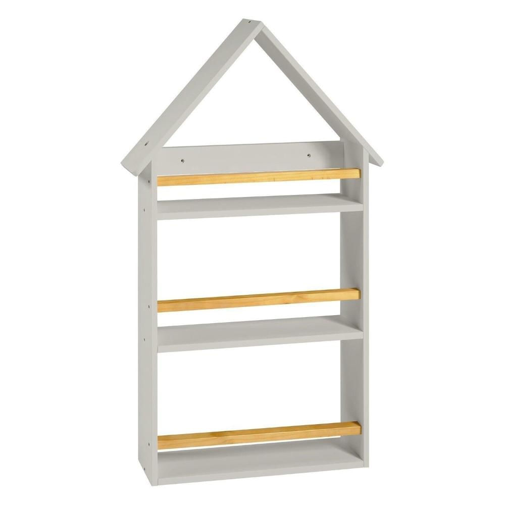 Miniatura Prateleira Casinha 106x68x10cm Infantil Cinza/Amêndoa