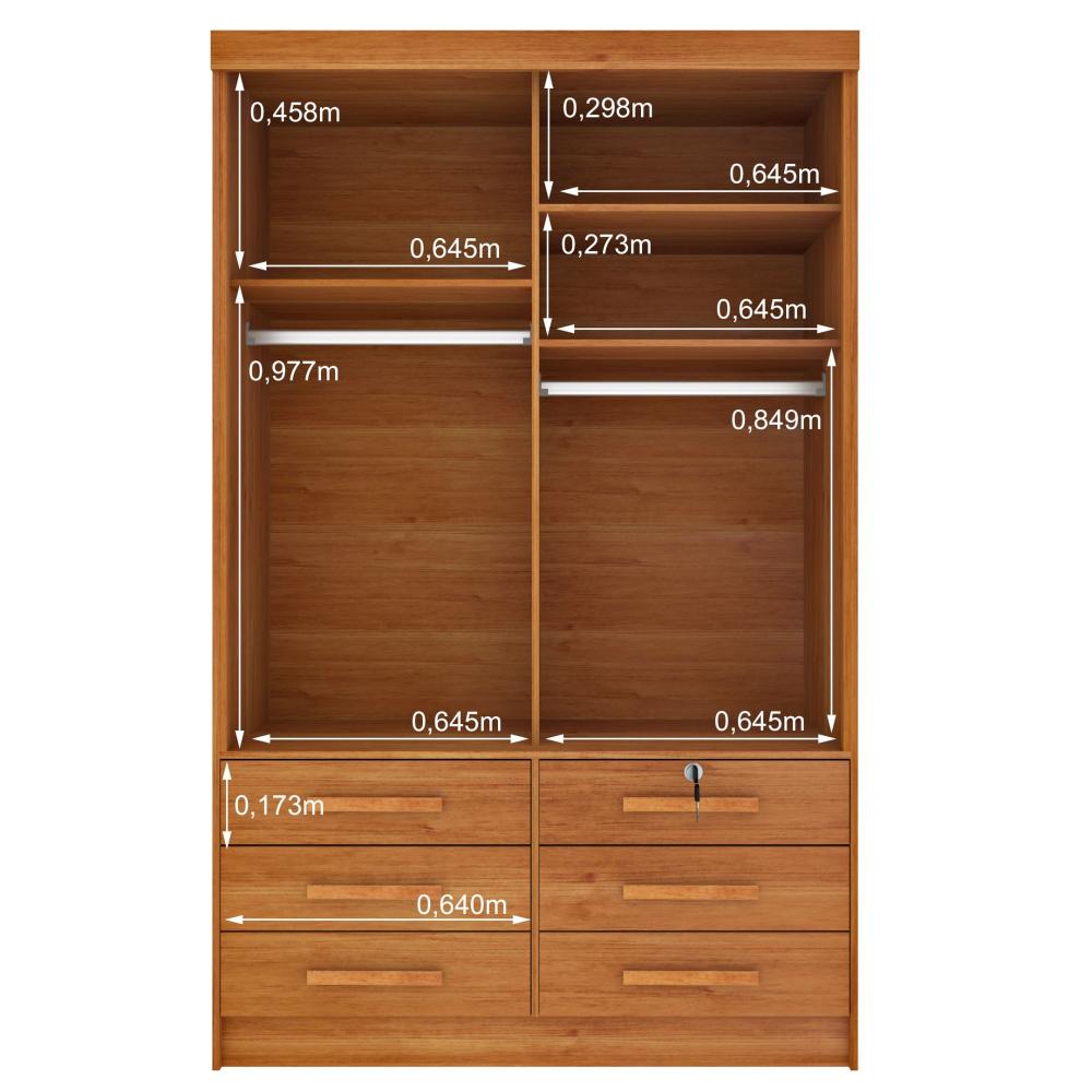 Guarda Roupa Solteiro com Espelho 2 Portas 6 Gavetas 133cm Chicago Guarda Roupa 2 Portas 6 Gavetas Chicago Tcil Móveis Cinamomo
