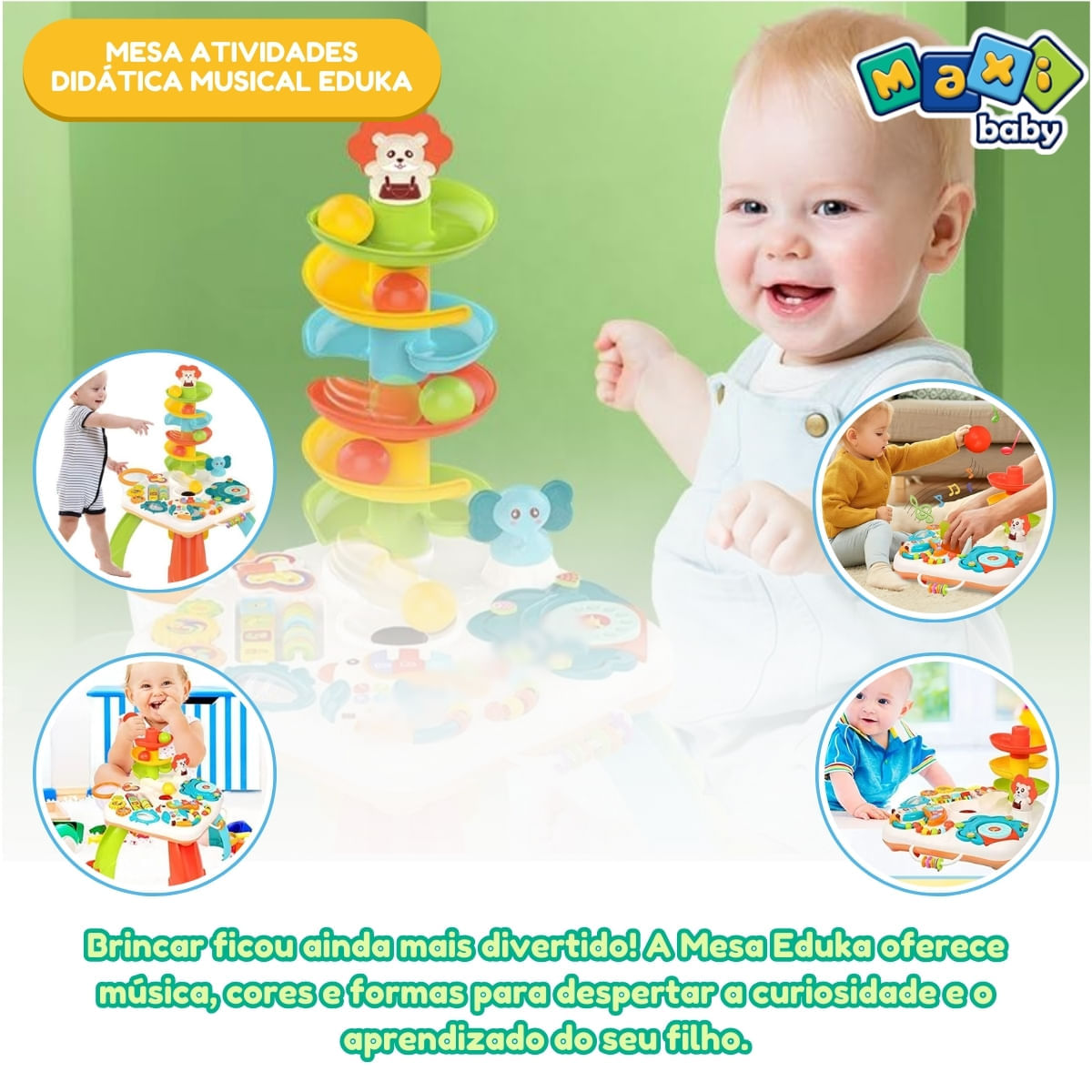 Mesa Atividades Infantil Didática Musical Eduka - Maxi Baby