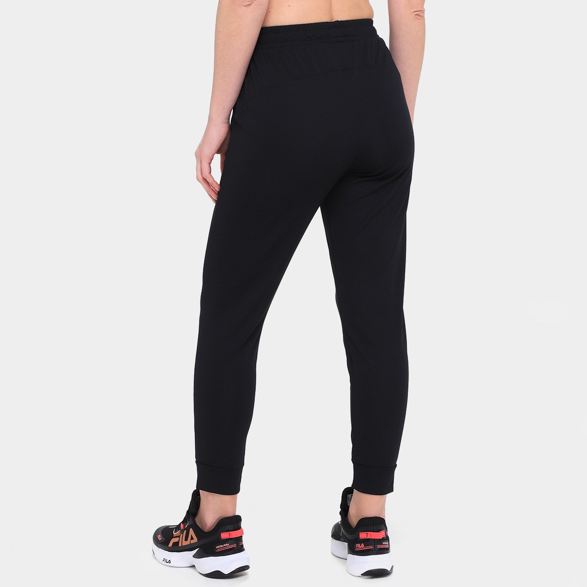 Miniatura Calça Fila Flow Essential Feminina Preto+Prata - GG