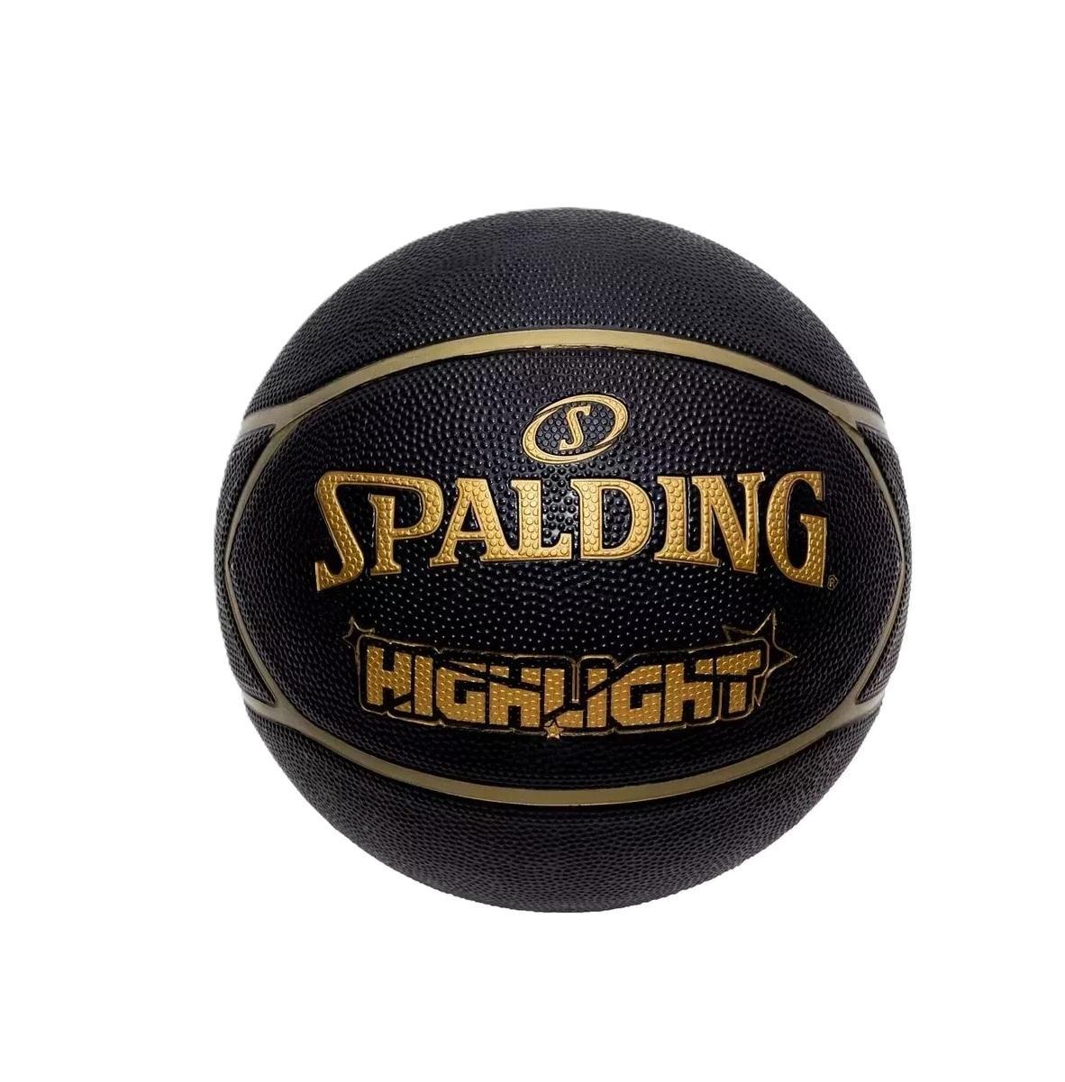 Miniatura Bola De Basquete Spalding Highlight Star Black Gold Oficial